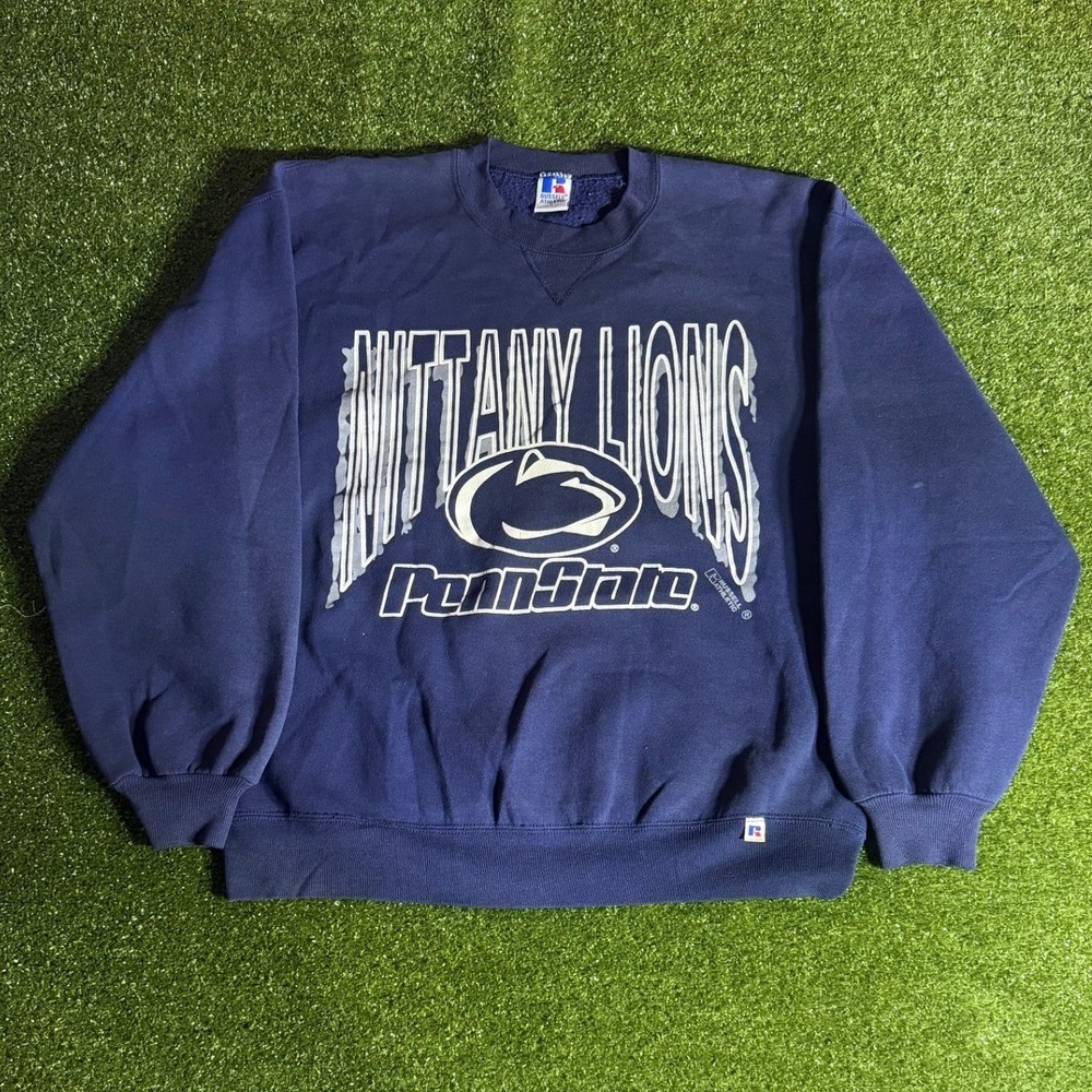 Vintage Russell Athletic Penn State Nittany Lions Sweatshirt Navy Blue Large 90s